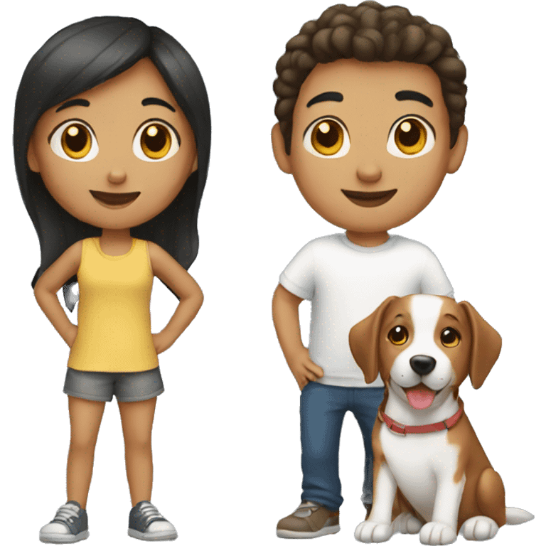 Girl and boy with a dog emoji