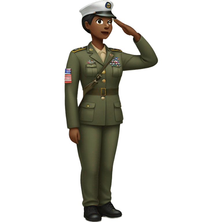 Female African American soldier saluting a male African American soldier emoji