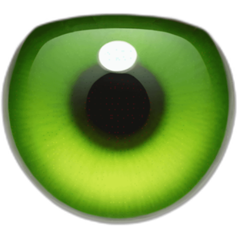 green eye with robotic lawnmower in pupils reflection emoji