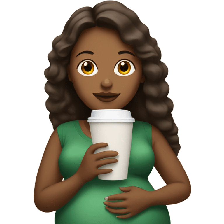 Pregnant woman drinking Starbucks  emoji