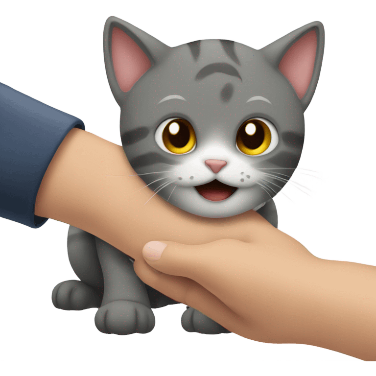 cat biting a person emoji