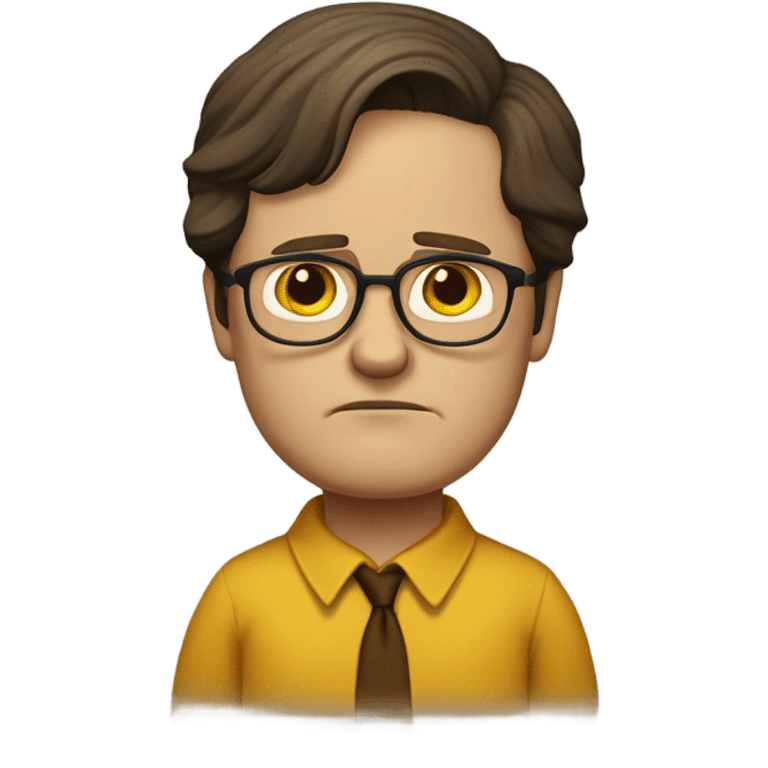 Dwight Schrute from the office tv show with a middle part emoji