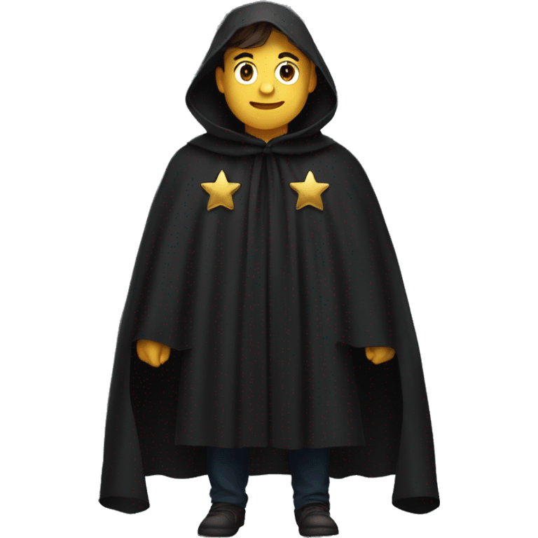 black cloak, many stars on cloak, clothing emoji