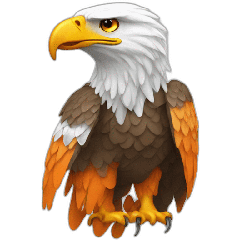 Eagle with tee shirt white orange emoji