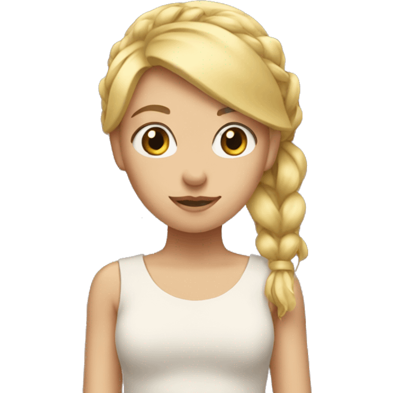 blonde girl standing backwards with a bow on her head emoji