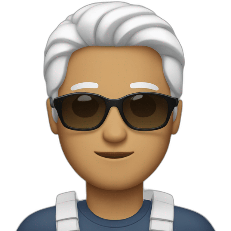 hispanic man with Midpart white hair and sunglasses emoji