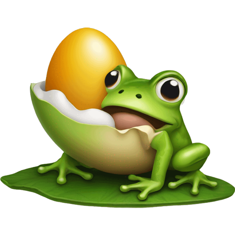 Frog pooping on egg  emoji