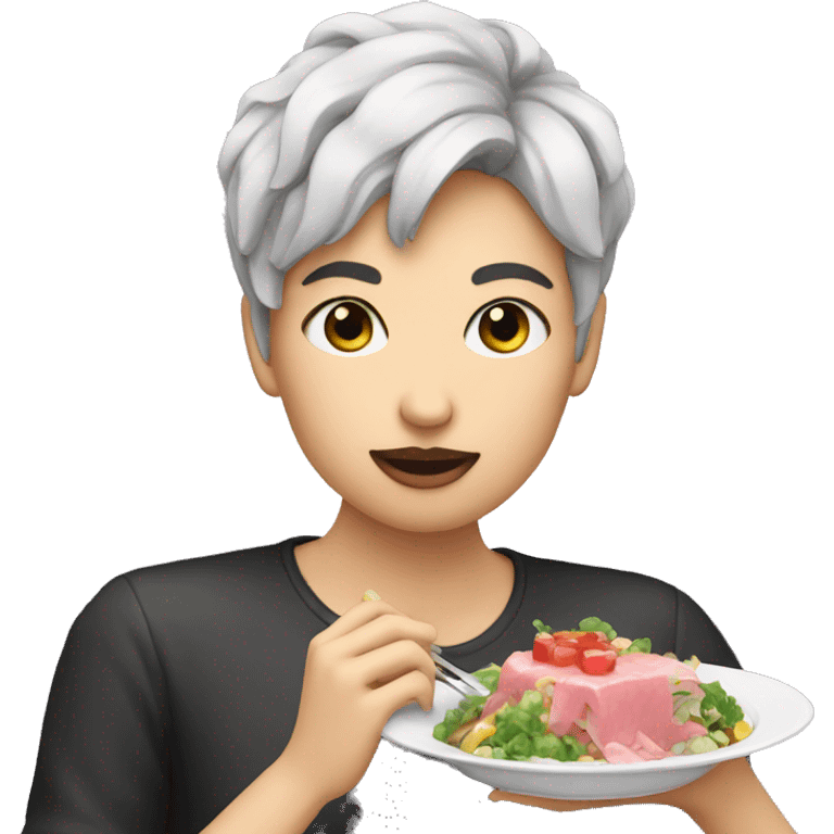 person gender fluid eating poke emoji