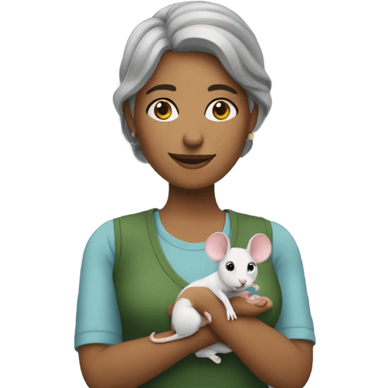 My wife holding a mouse emoji