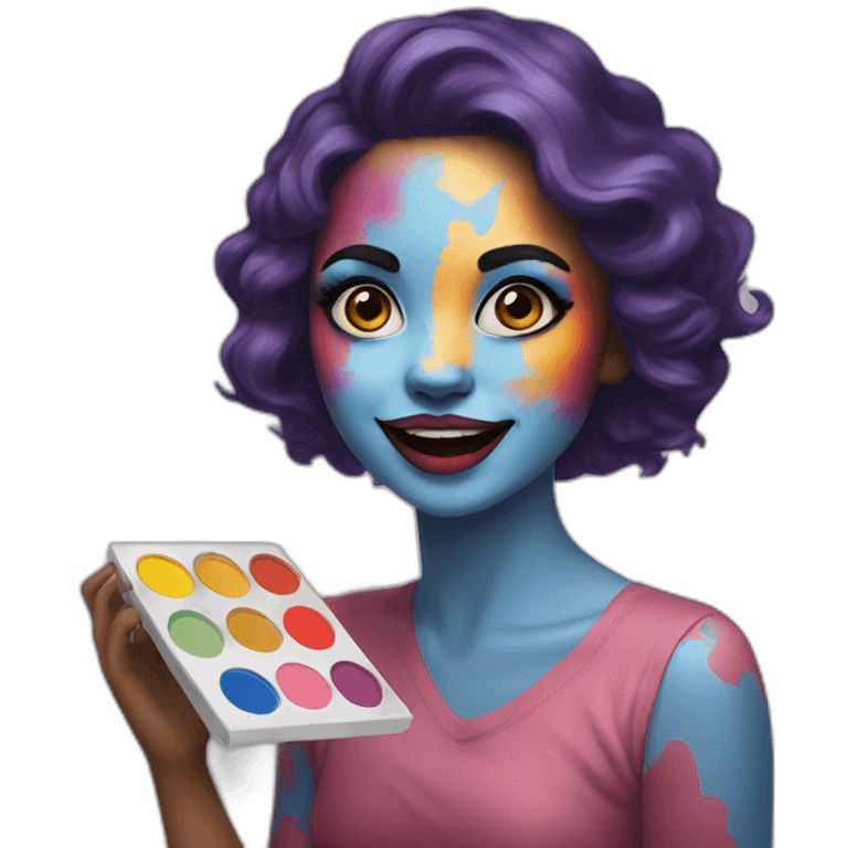 face painting holding color palette amazed emoji