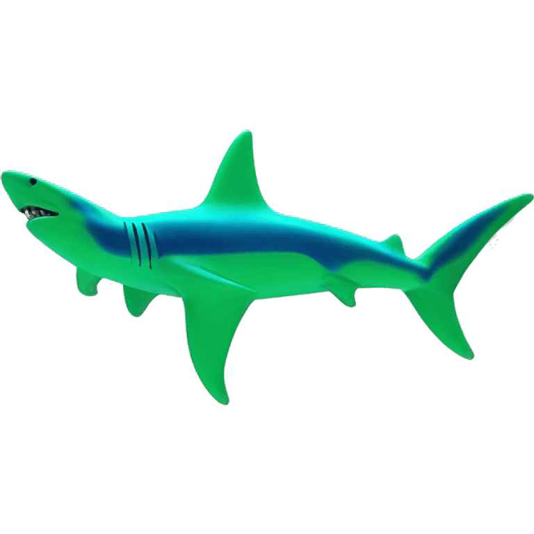 Fluorescent green colored hammerhead shark with blue lightning stripes all over it’s body emoji