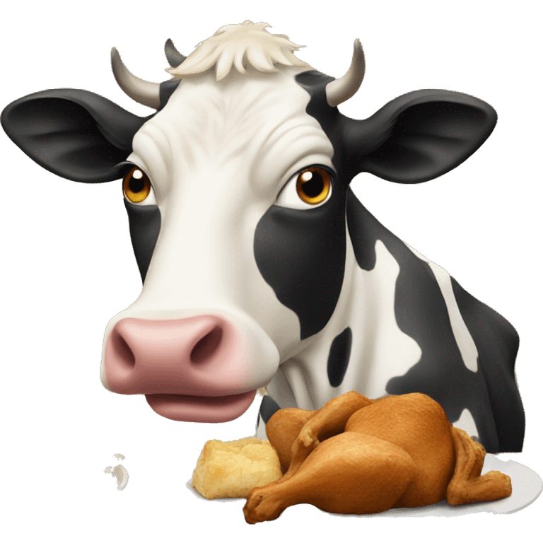 Cow eating chicken emoji