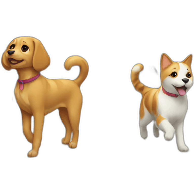 dog and cat walking in park emoji