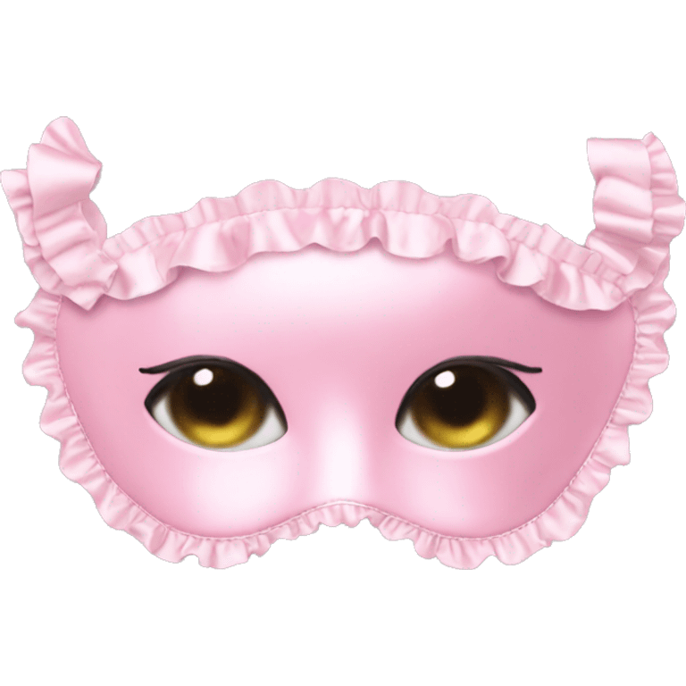 Light pink Frilly satin sleep mask no eyes emoji