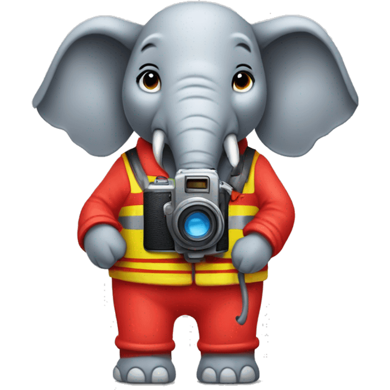 elephant standing with a fire hydrant and camera  emoji