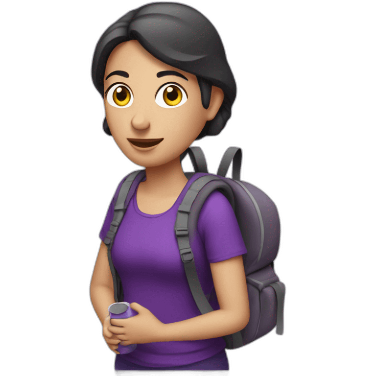 Armenian tourist women in purple clothing with the rucksack emoji