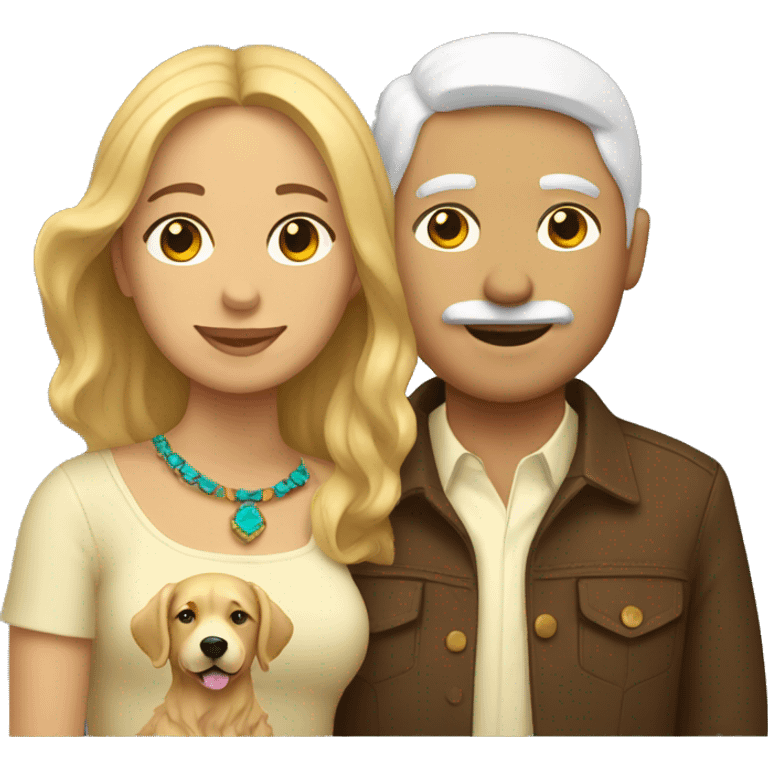 White Mexican couple with a golden retriever  emoji