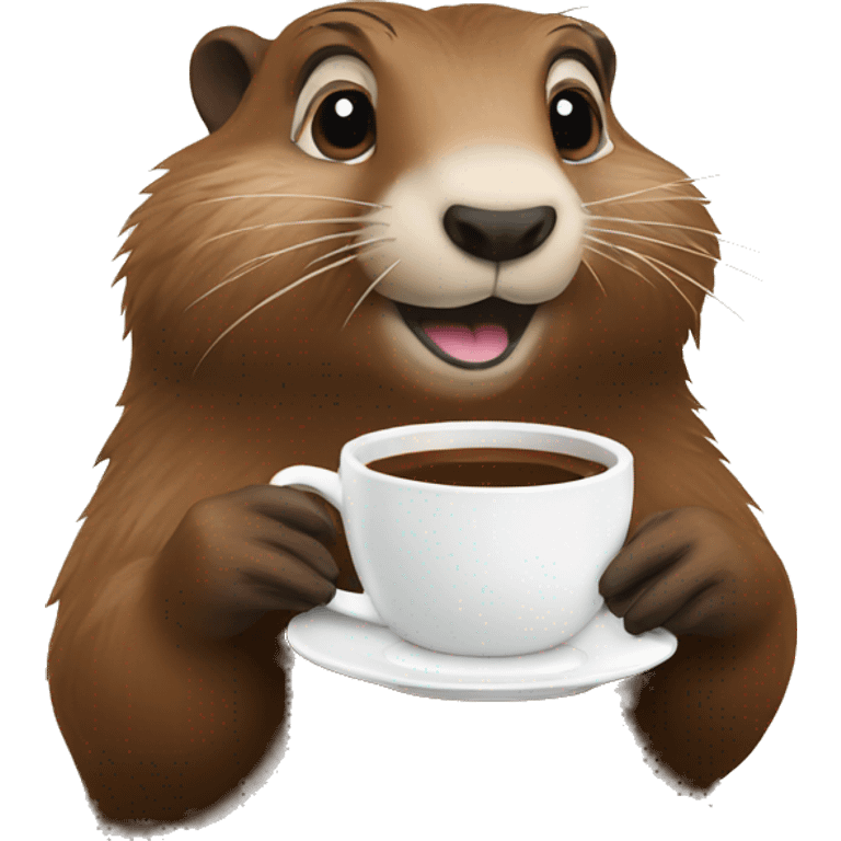 groundhog drinking coffee emoji