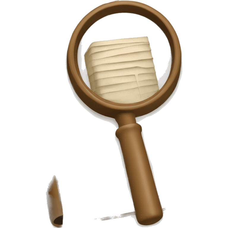 A book in beige tones with a magnifying glass on it emoji