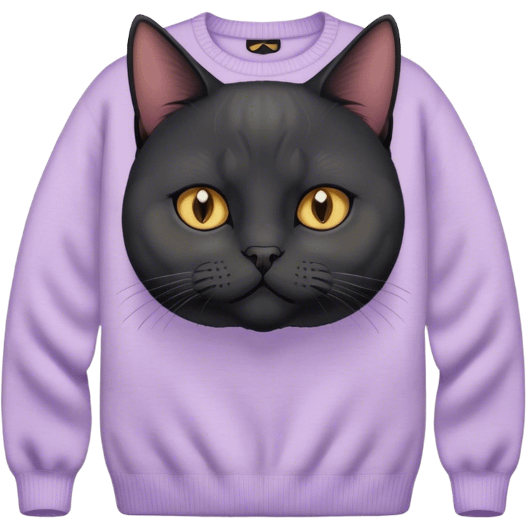 Black British cat with pastel sweater emoji