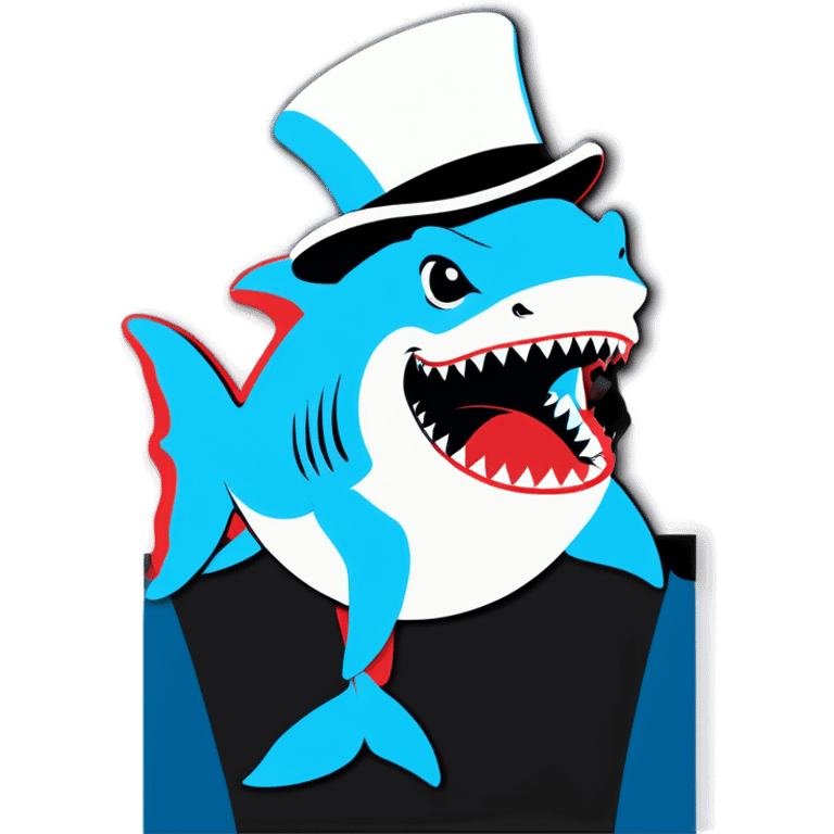 Shark with a top hat emoji