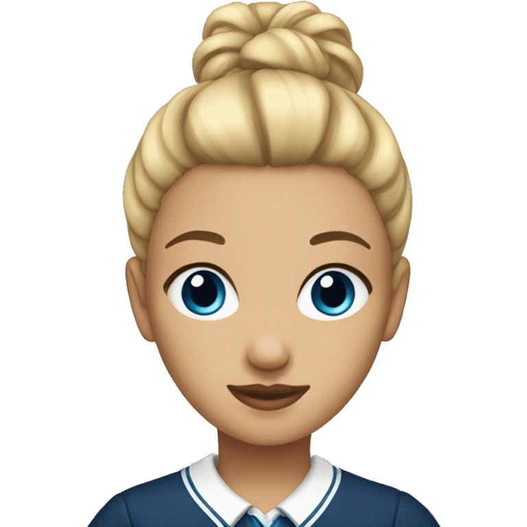 school girl blonde bun 'blue eye' emoji