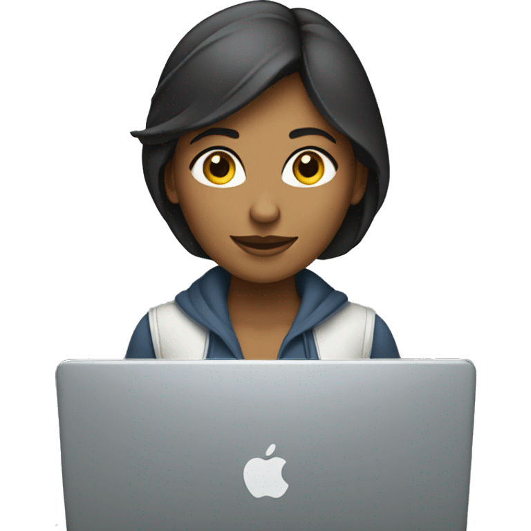 Mujer con laptop mac emoji