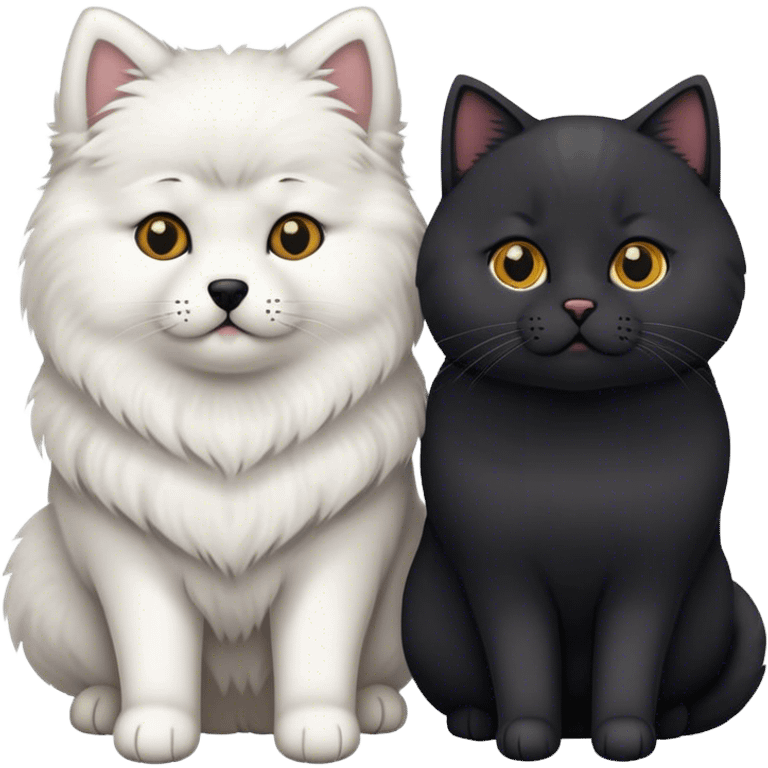 
Samoyed and black British cat emoji