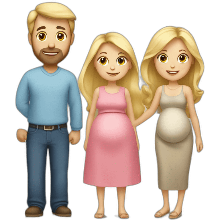 Family;blonde-haired-pregnant-mother, blonde-haired-toddler, dark-haired-dad emoji