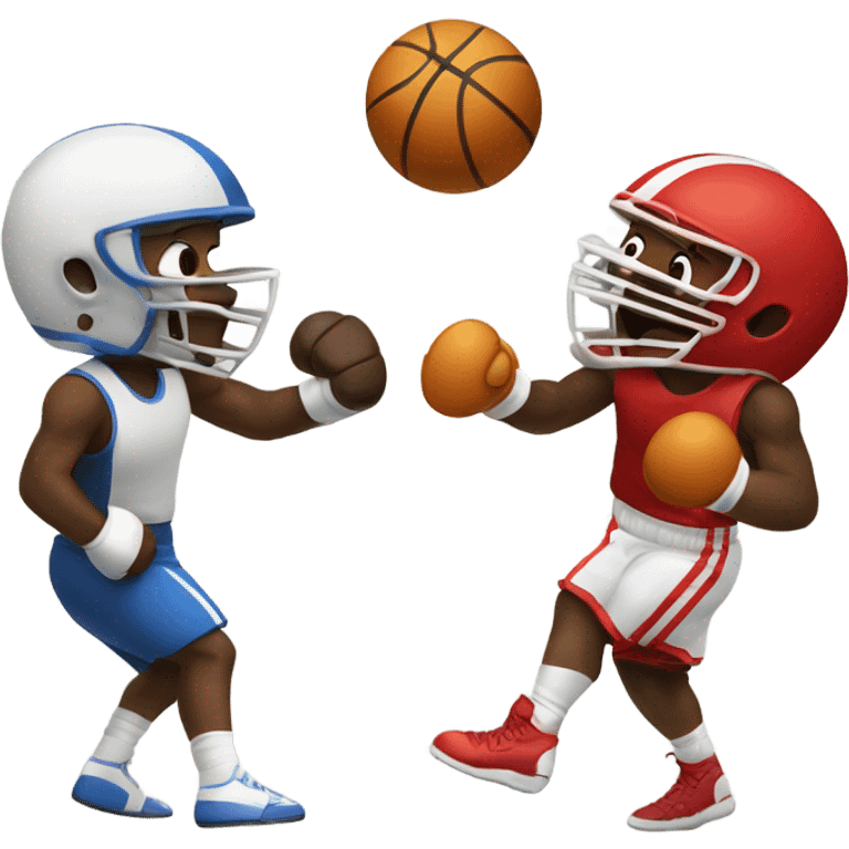 foootball versus basketball in a boxing match  emoji