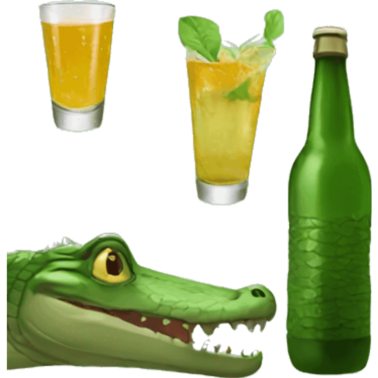 Crocodile drinking shots emoji