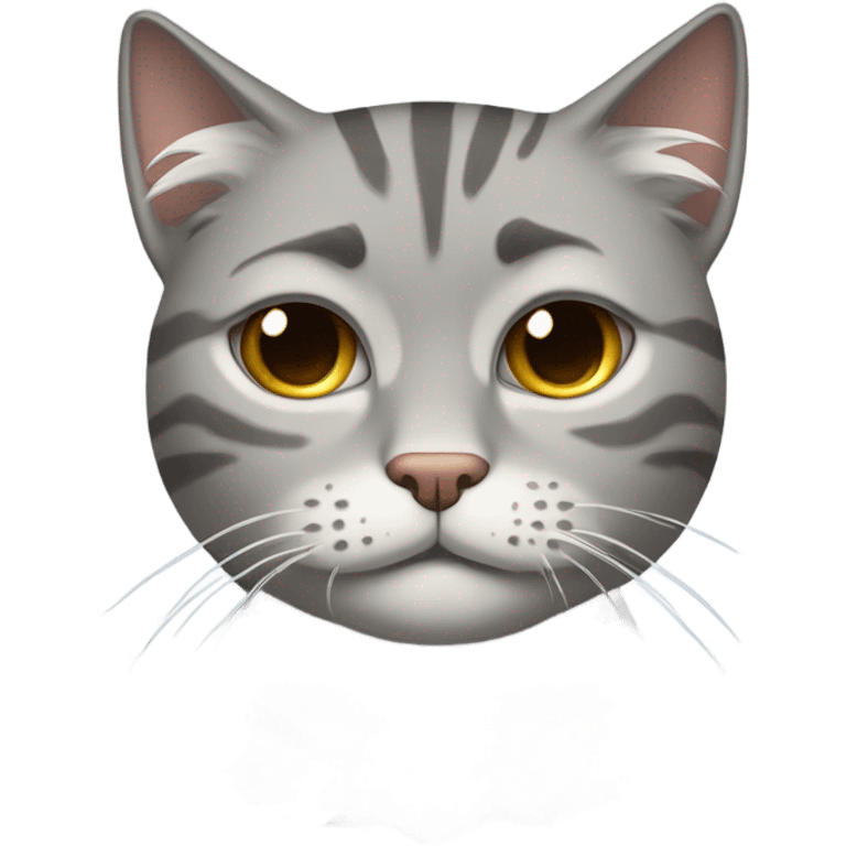 Sad grey tabby cat emoji