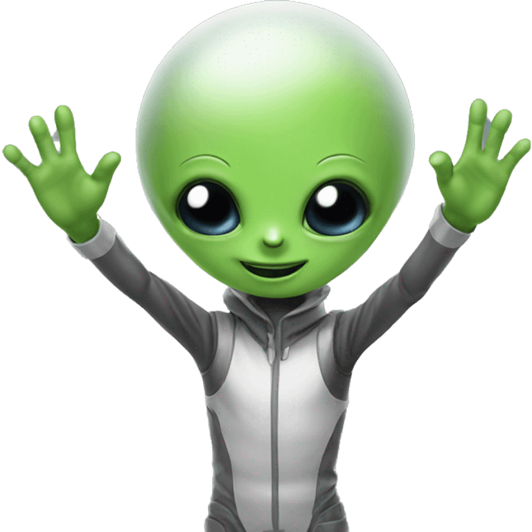 Alien waving hi emoji