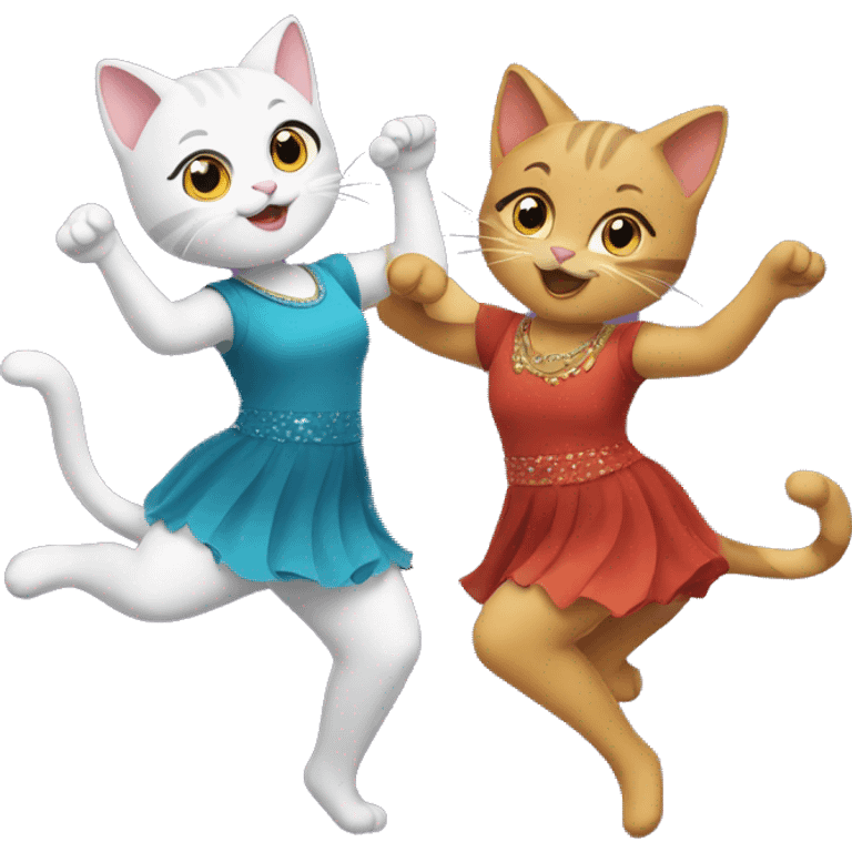 two girl cats dancing emoji