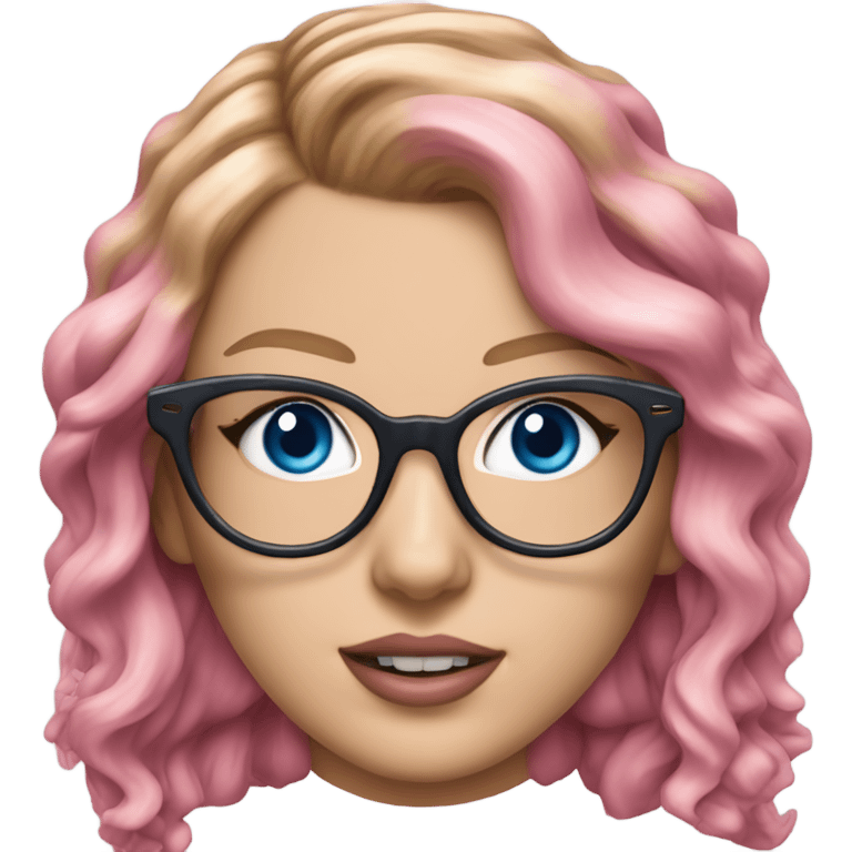 Hyper Realistic Taylor Swift blue eyes and glasses with pink hair  emoji