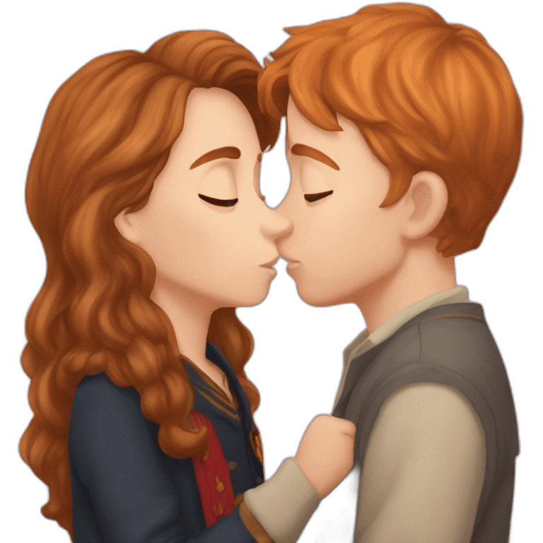 Hermione Granger kissing Ron Weasley emoji