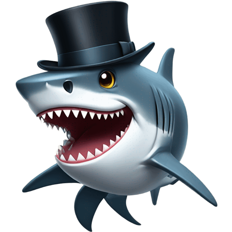 Shark with a top hat emoji