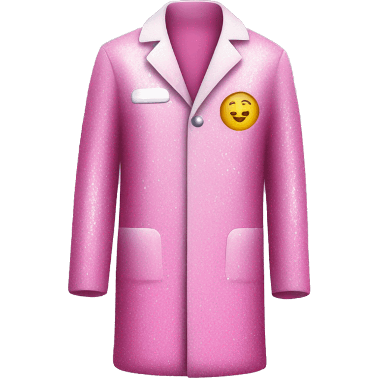 Pink medical coat covered in glitter emoji