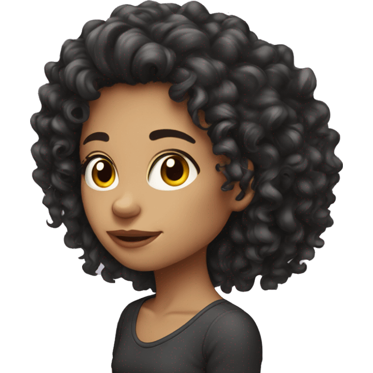 Dark curly long hair beautifull girl emoji