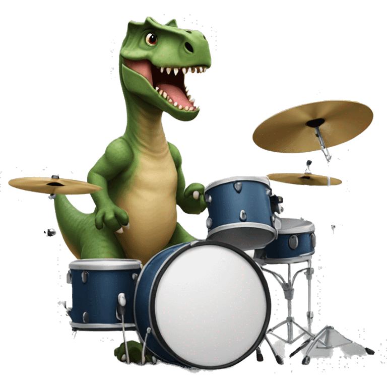 Dinosaur playing the drums emoji