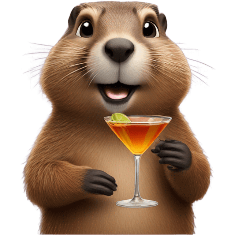 Groundhog drinking a martini emoji