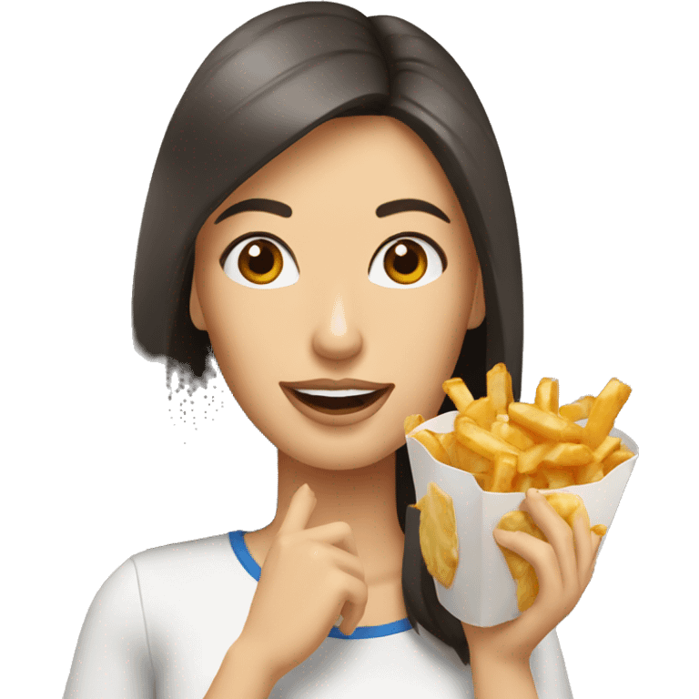 Femme nu qui mange une poutine emoji