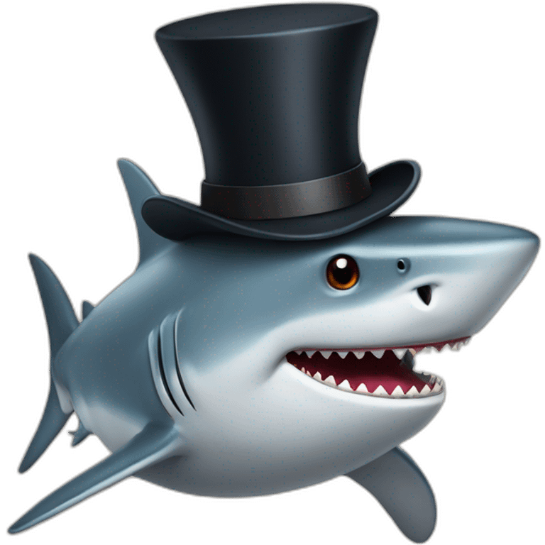 Shark with a top hat emoji