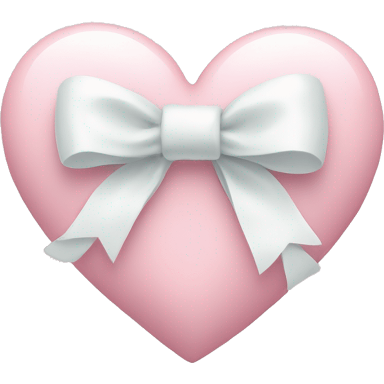 Pastel pink heart with white bow emoji