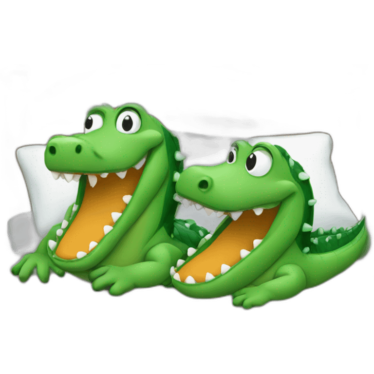 Two alligators in bed emoji