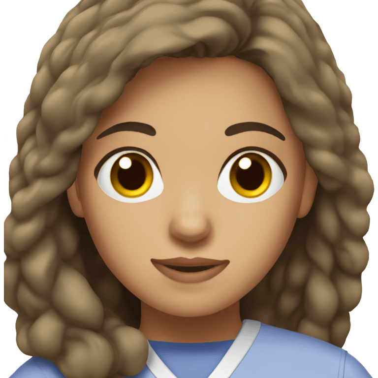 Brunette girl brown eyes wearing scrubs  emoji