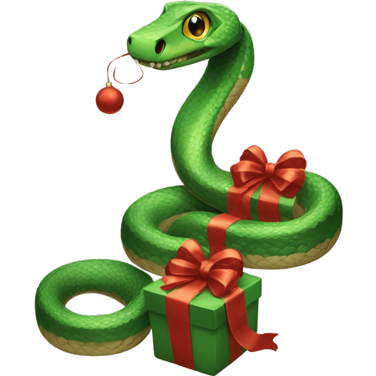 snake with christmas bow emoji