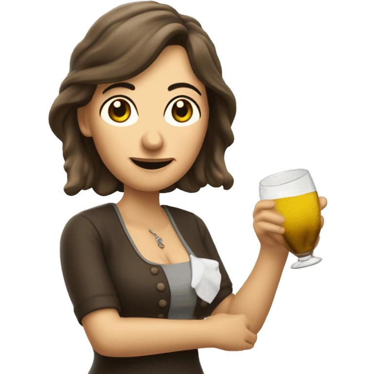 Hell Brünette langhaarige Frau mit Weißwein in der Hand  emoji