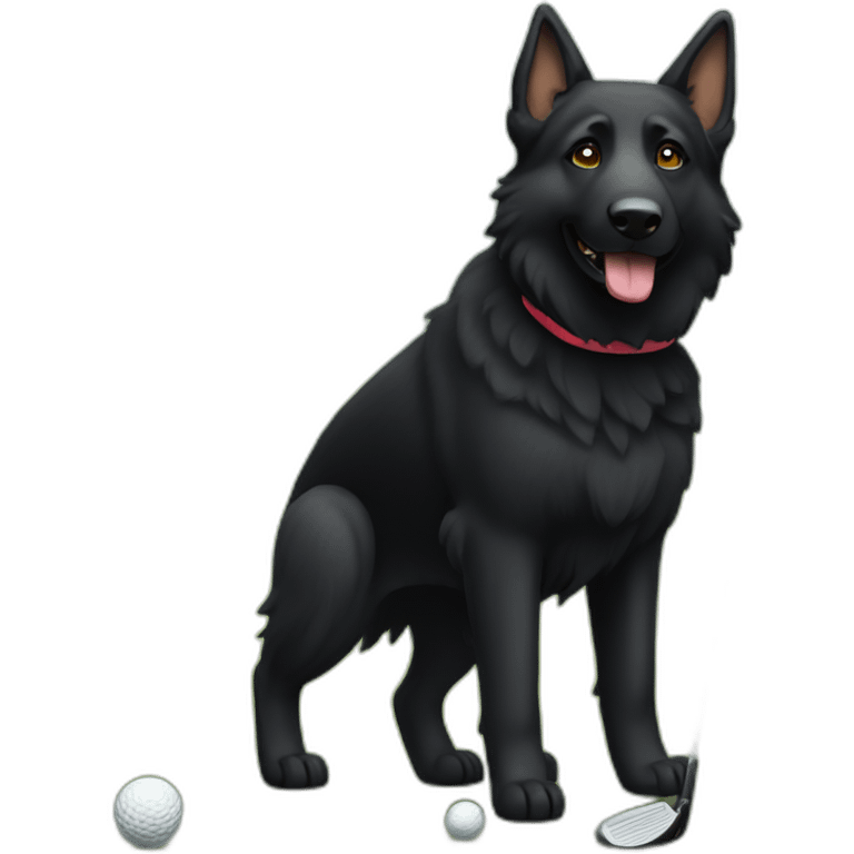 Black German shepherd golfing emoji