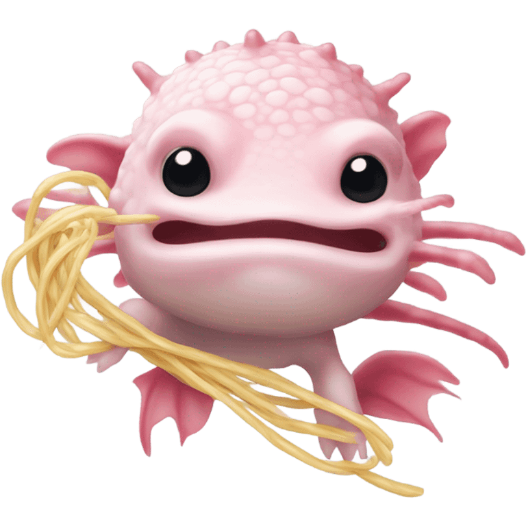 Axolotl eating noodles emoji